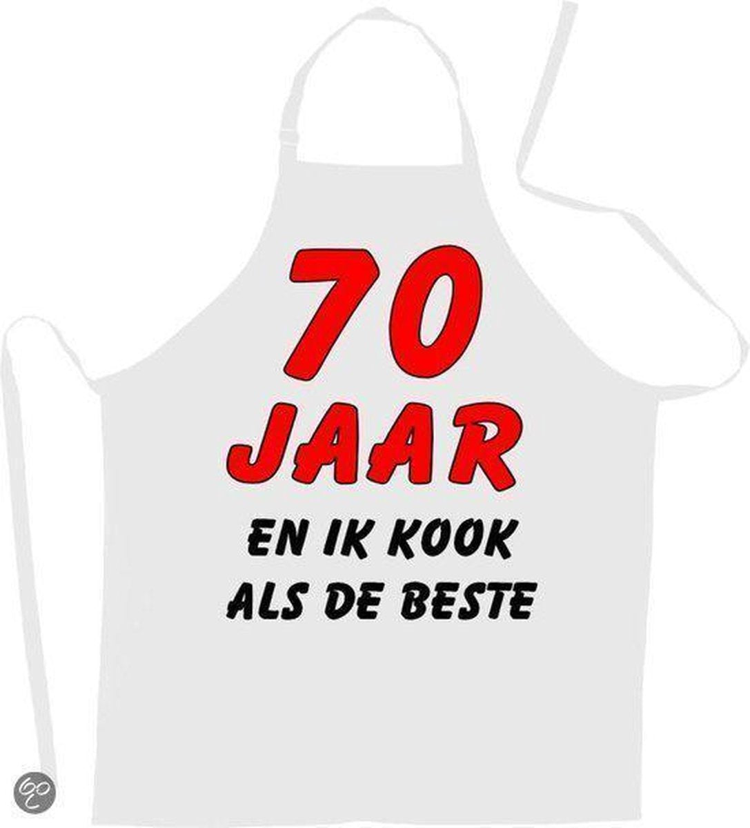 70 jaar en ik kook als de beste - Luxe Schort Keukenschort met leeftijd - Wit