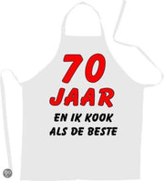 70 jaar en ik kook als de beste - Luxe Schort Keukenschort met leeftijd - Wit