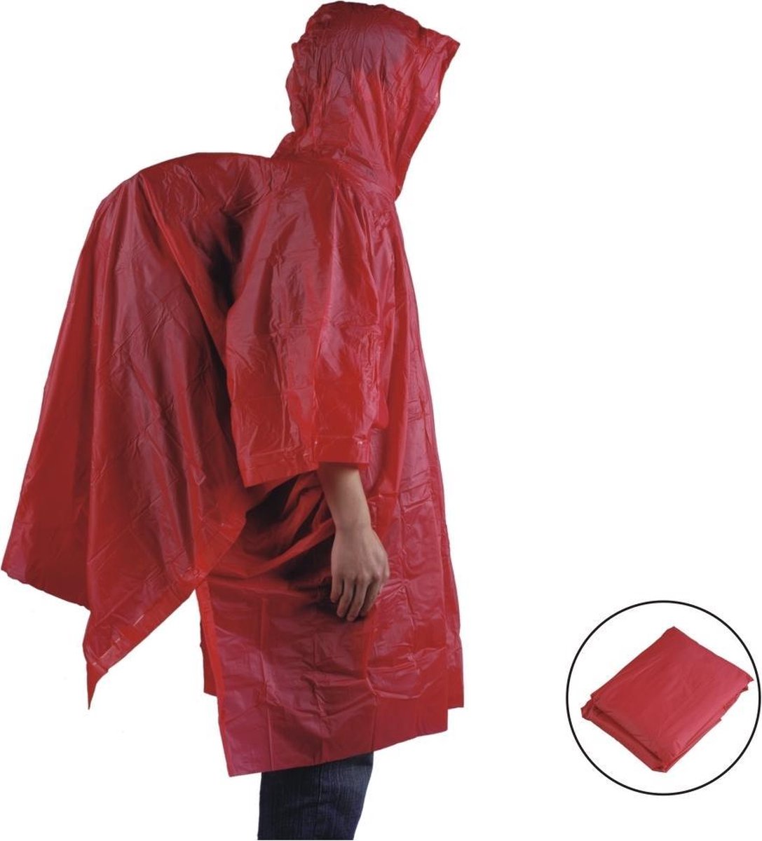Acecamp Regenponcho Met Capuchon Unisex Vinyl Rood