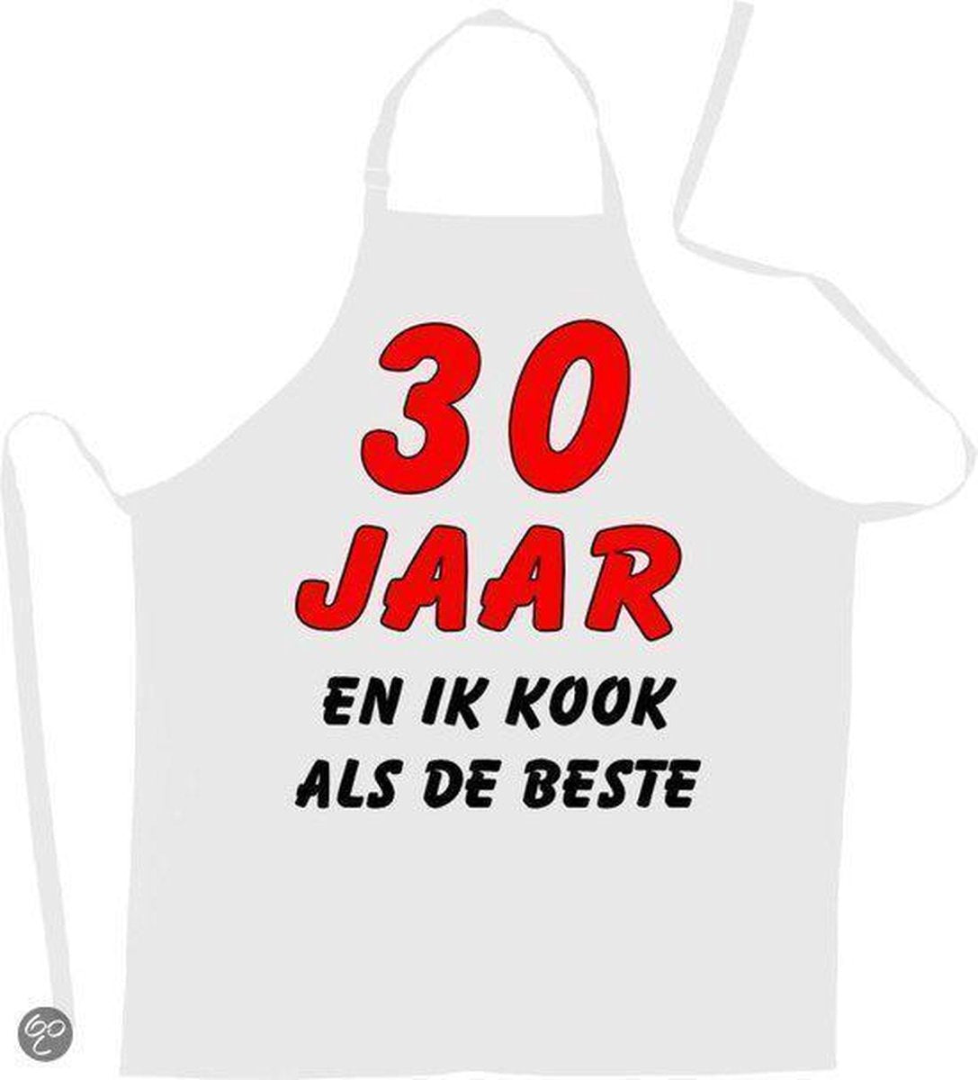 30 jaar en ik kook als de beste - Luxe Schort Keukenschort met leeftijd - Wit