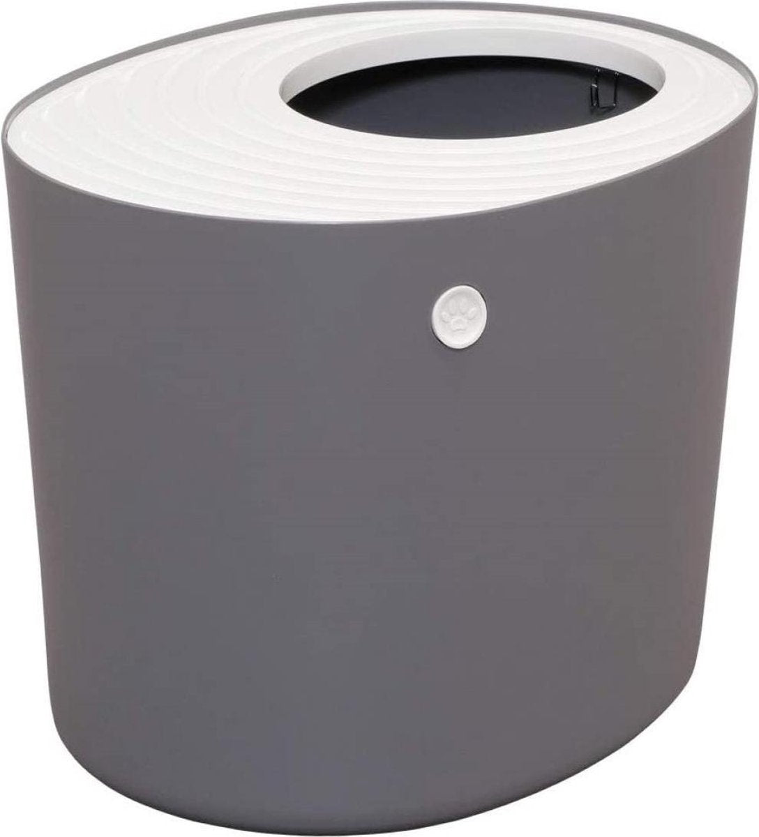 Rexa® Kattenbak - Kattentoilet in kattenhuis design - Design katten bak met spring gat - Ribbels houden grind tegen - Grijs
