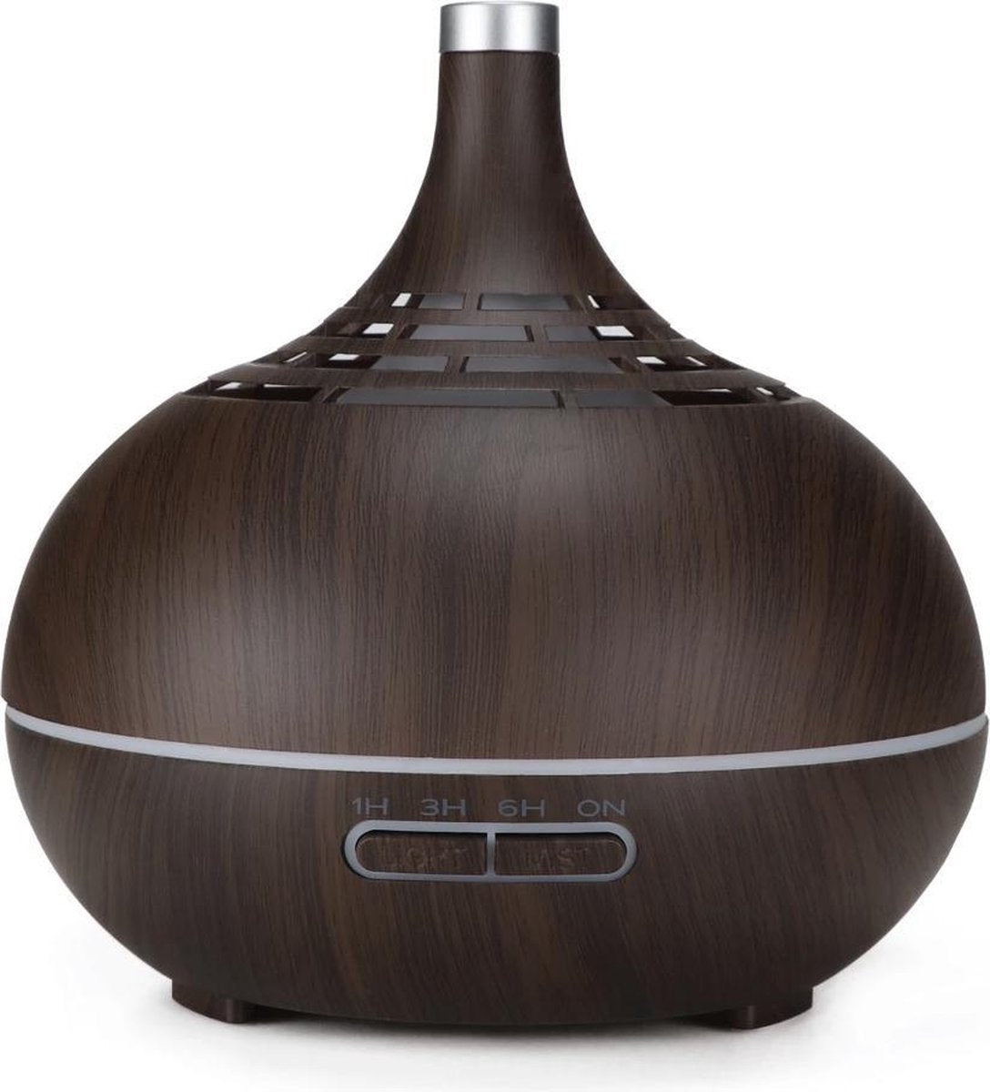 Devacieux Aroma Diffuser + 10ML Neutriherbs Olie - Vernevelaar - Luchtbevochtiger - Aroma Therapie -  400 ML - Donkerbruin