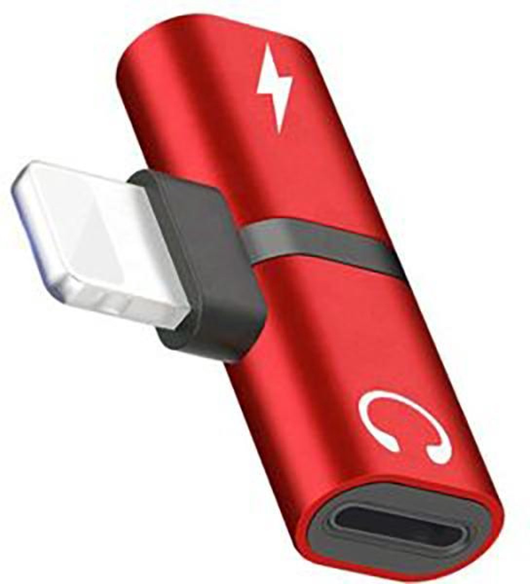 Audio Adapter Splitter Rood - Opladen en Audio Beluisteren - iPhone - iPad - Nieuw Model