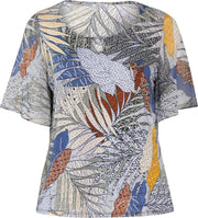 T-shirt in tricot met bladprint