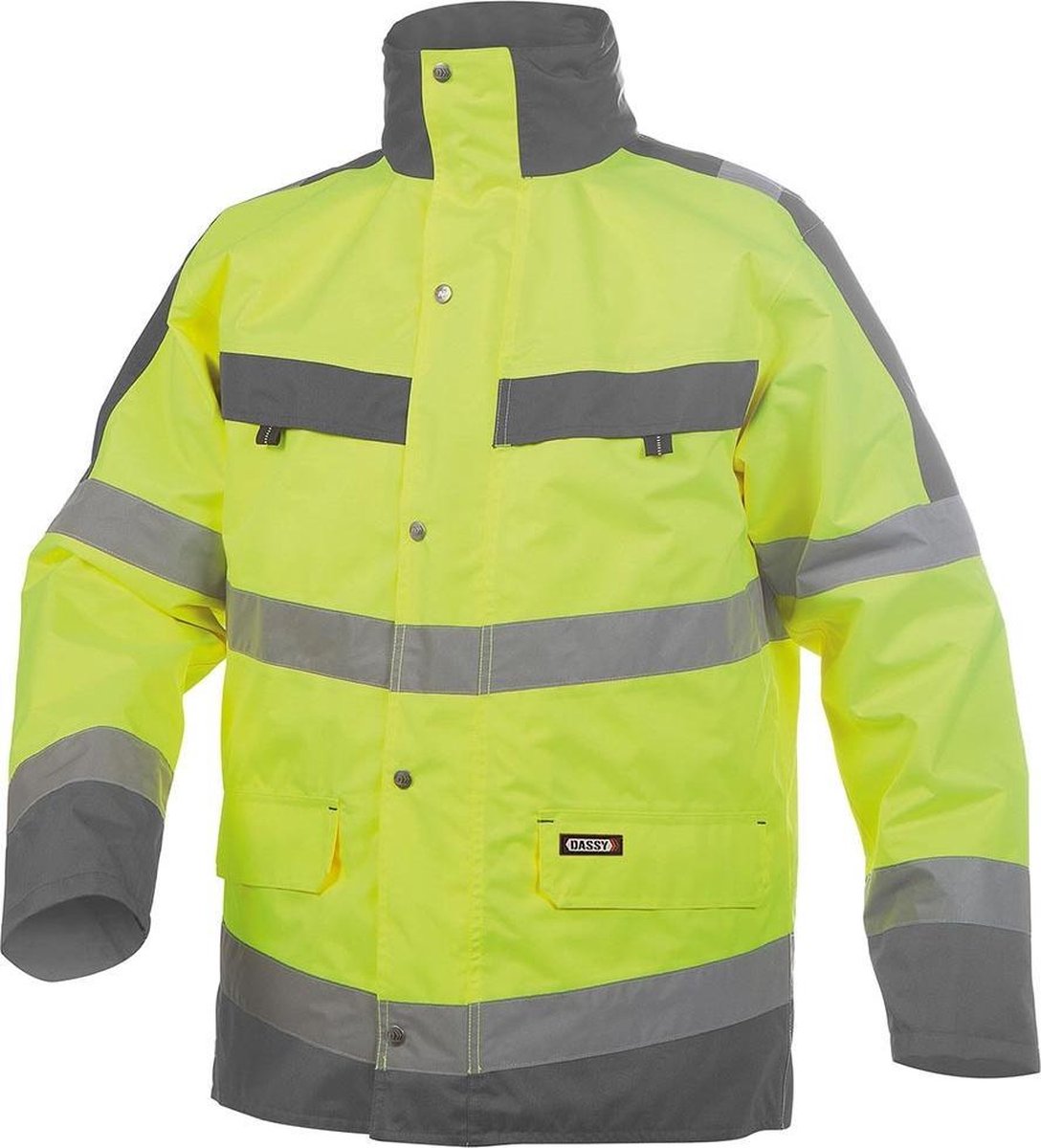 Dassy Atlantis Hoge zichtbaarheidsparka Geel/Grijs maat XL