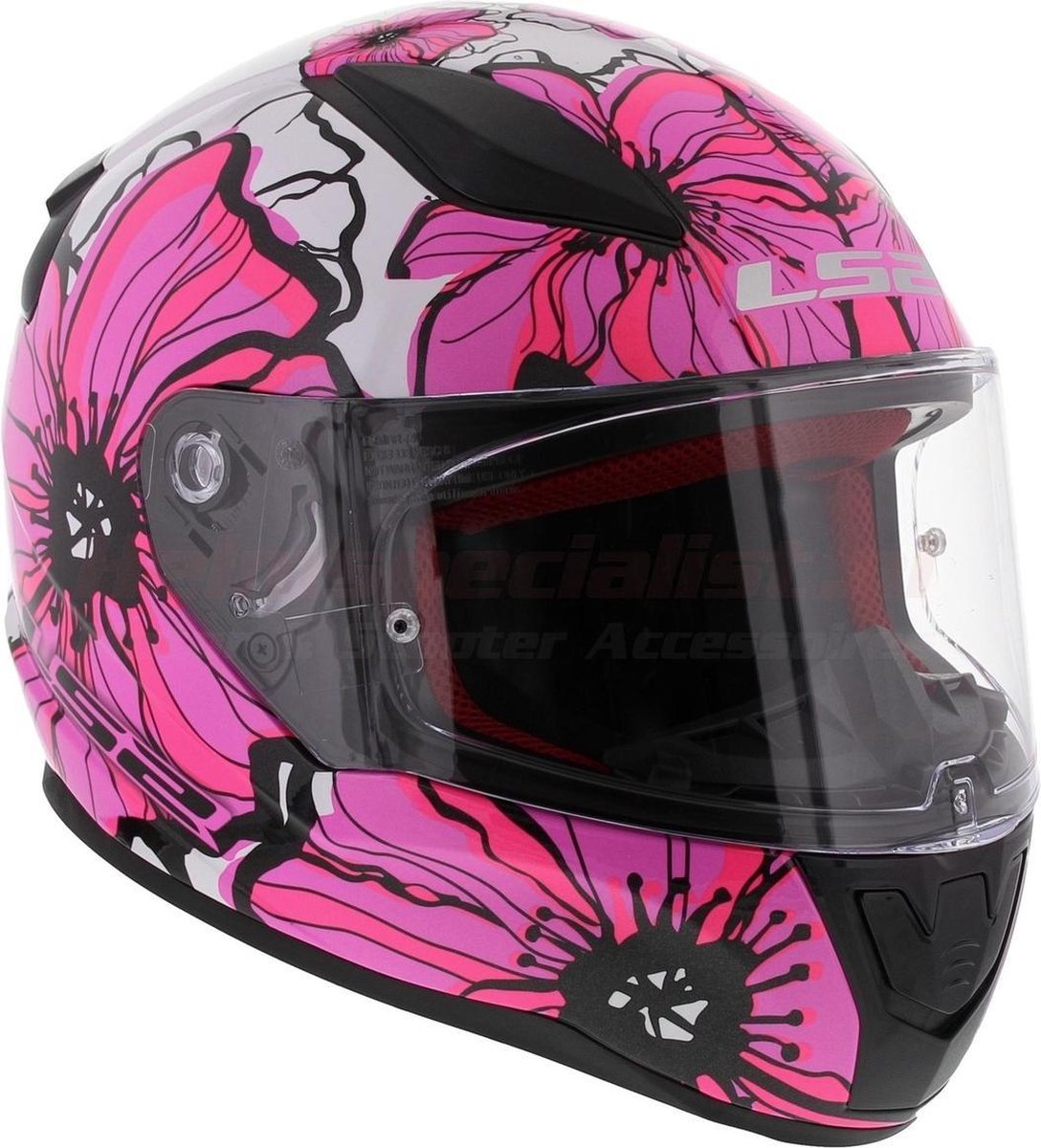 LS2 FF353 Rapid Poppies glans wit roze