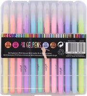 48 Gelpennen in koffertje - 12x Glitter - 12x Neon - 12x Pastel - 12x Metallic Uitdeelcadeautjes