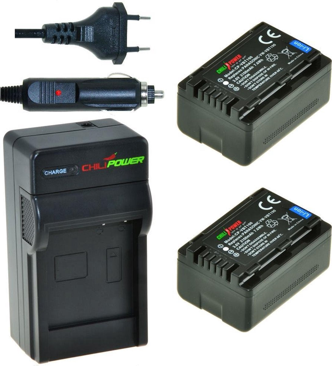 ChiliPower VW-VBT190 Panasonic Kit - Camera Batterij Set