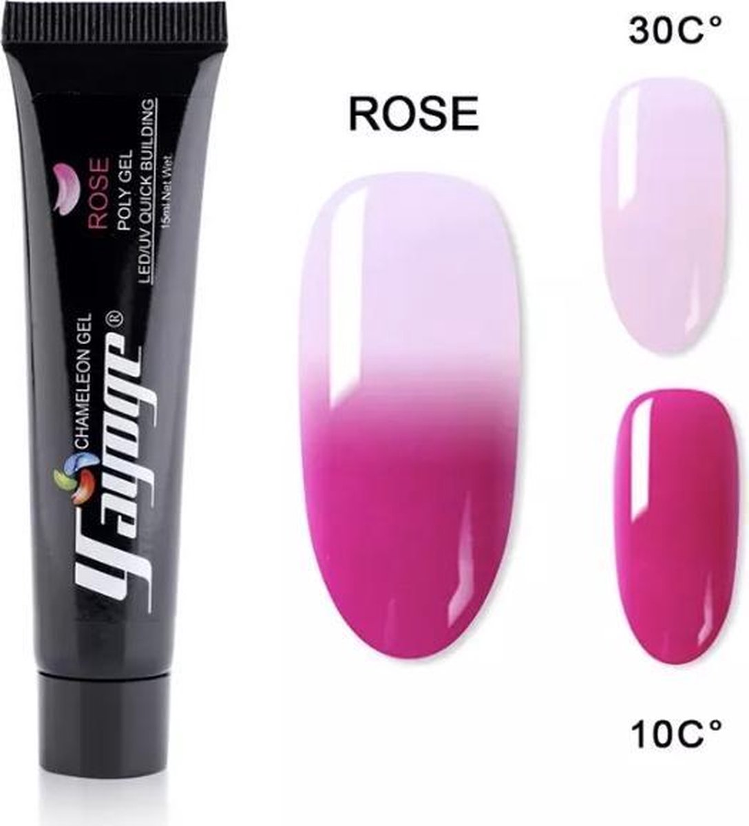 Temperatuur veranderende polygel Rose 15 gram