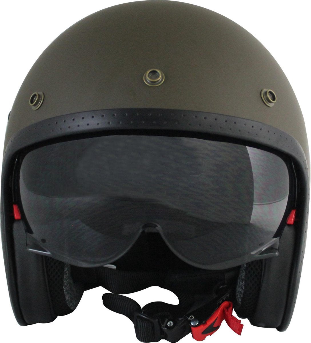 ESCOOT *RETROHELM DELUXE* scooter - vespa - helm - jethelm - scooterhelm - motor - brommer      M