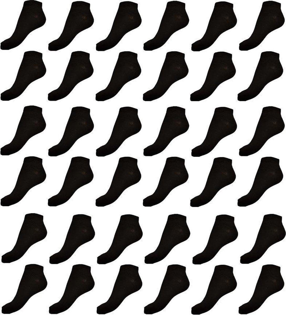 sneakersokken zwart 18 paar maat 40-44