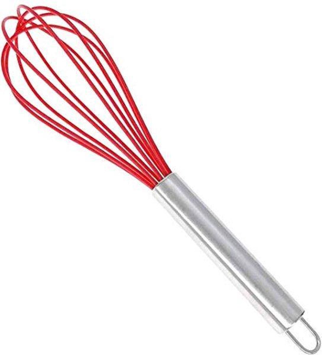Doodadeals® | Rode Siliconen Handklopper | Garde | Klopper | Handmixer | Handklopper voor de Keuken | Handklopper Slagroom | Ballongarde | Saus Garde | 25 cm RVS