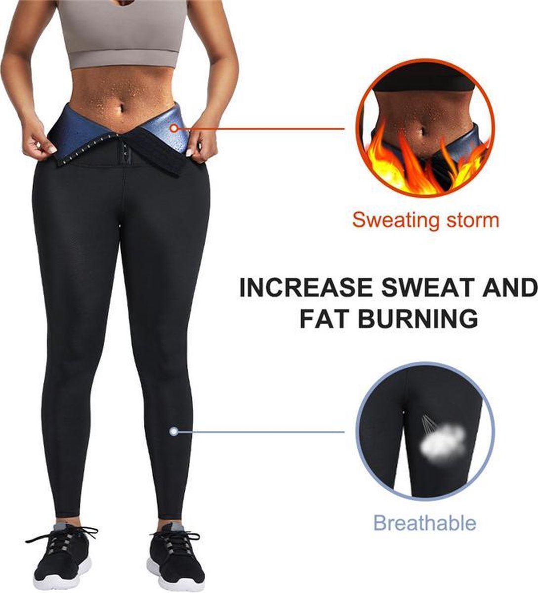 Summer Sale !! Sweat Leggings - Hoge Taille - Verstelbare haken- 2XL - zwart