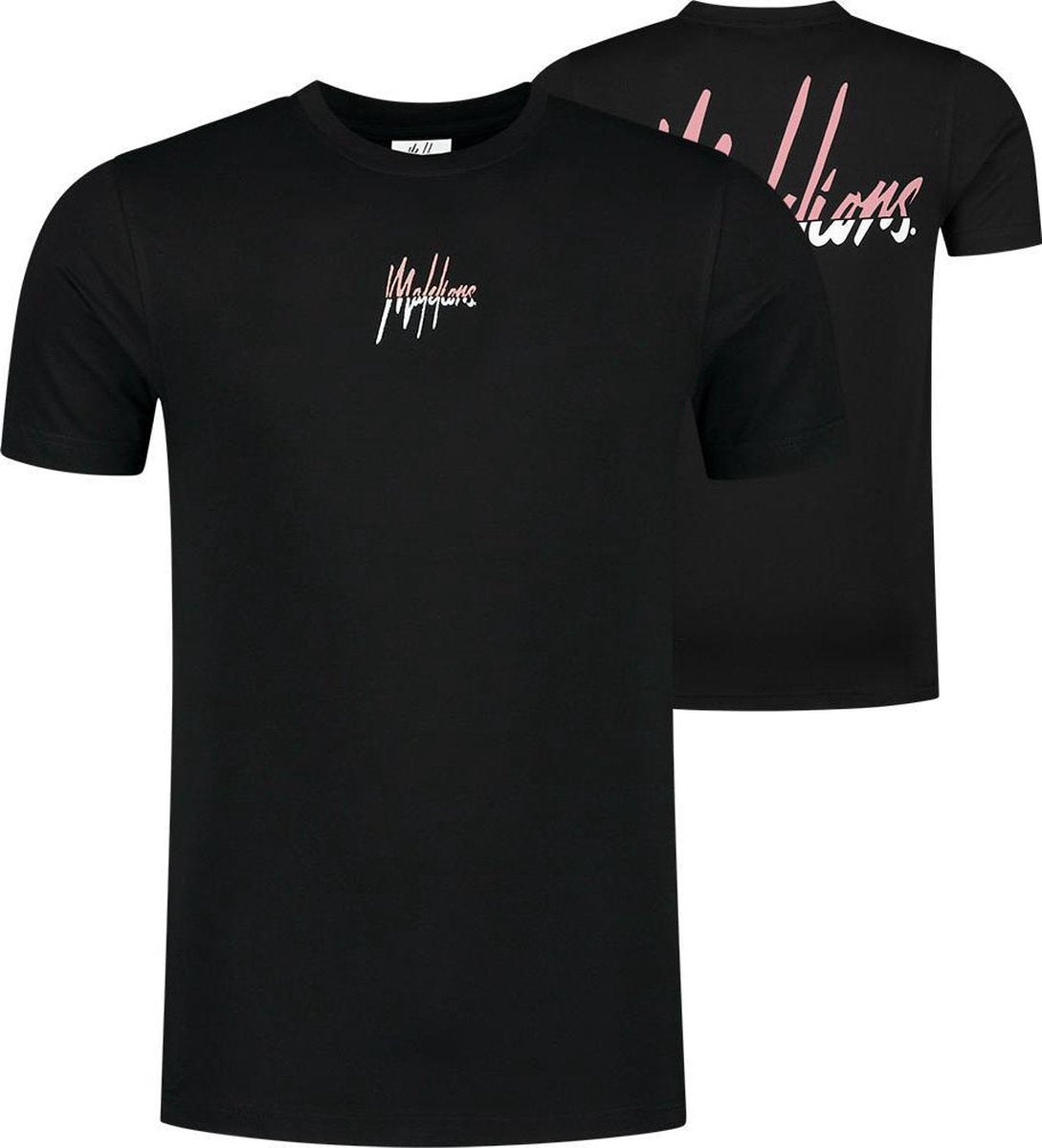 Malelions Women Split T-Shirt - Black/Pink - XL