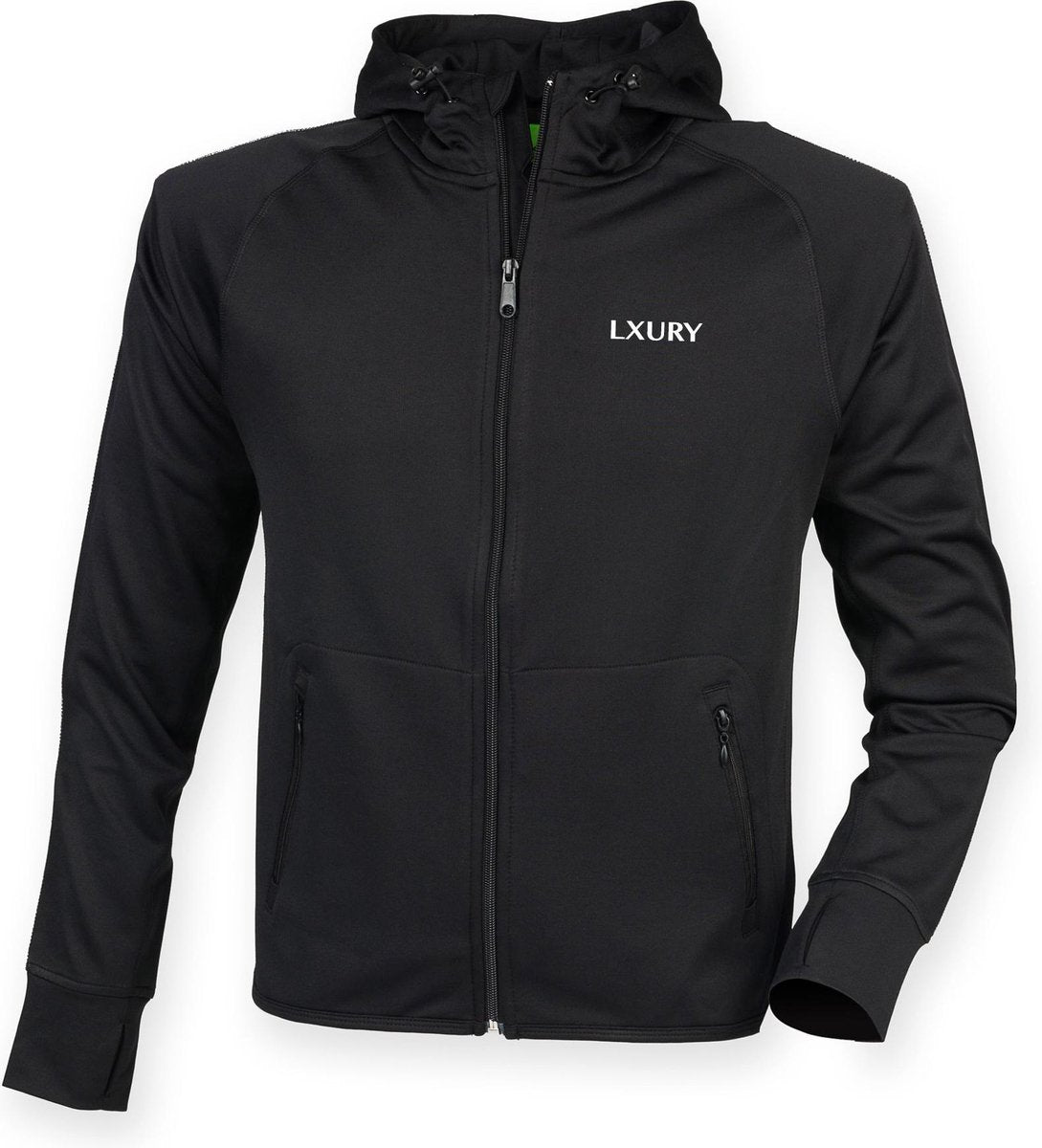 LXURY Full Zip Sportvest Maat XXL Zwart - Dames - Polyester - Reflecterend - Duimgaten - Jogging Sweater - Sport Jacket - Trainingsvest - Sportkleding - Dames Kleding