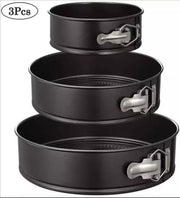 Bakiez® 3-delig Ronde Springvorm Set - Maten: Ø 28 / 24 / 20 cm - Bakblik Rond - Taartvorm - Bakvorm - RVS - Anti Aanbaklaag