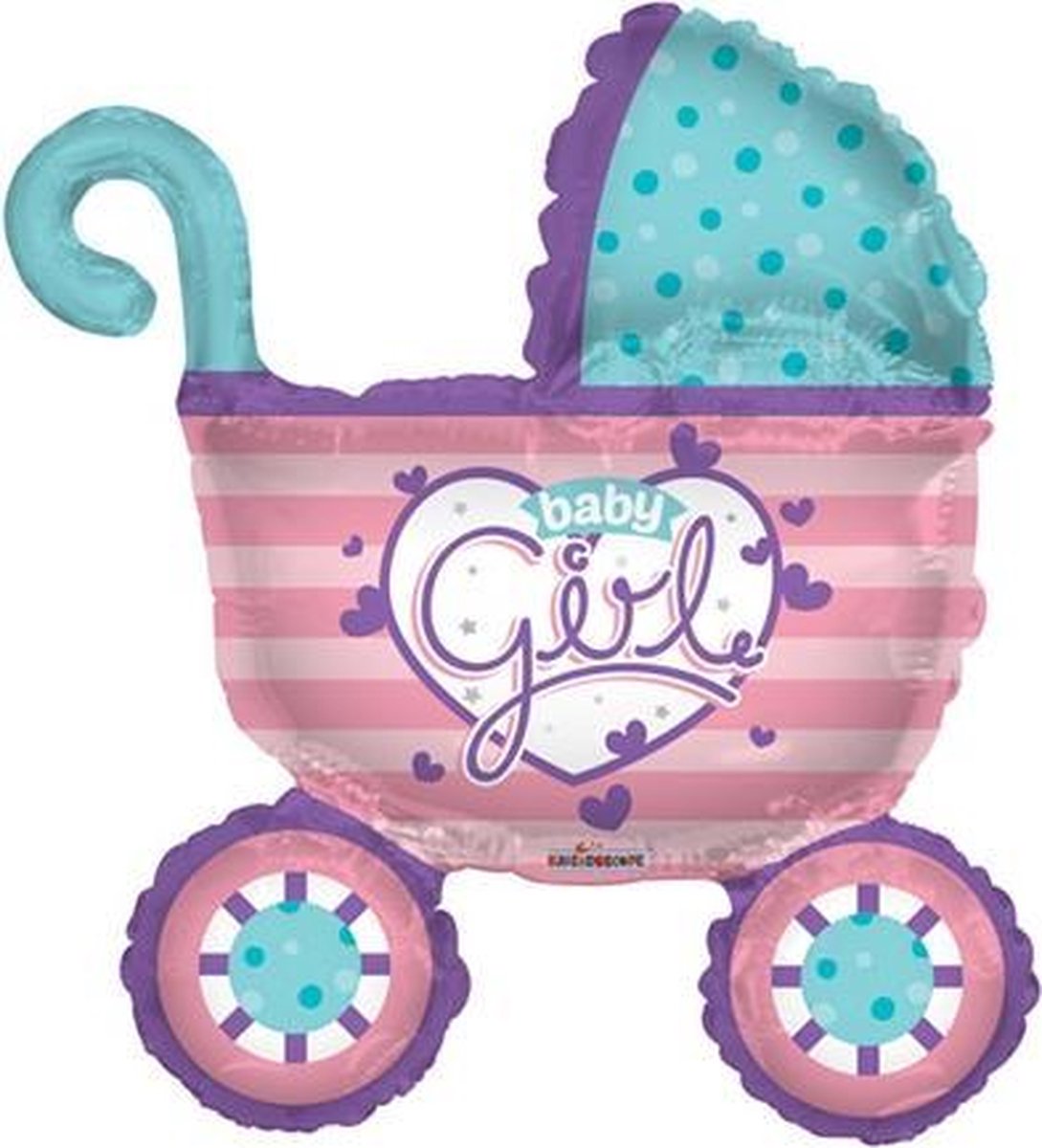 Folie ballon kinderwagen roze 91.4 cm groot