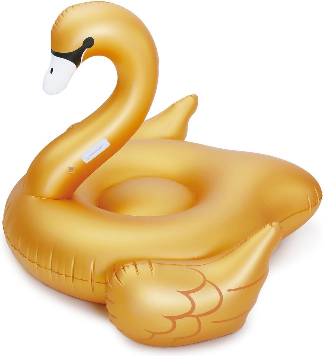 Gouden zwaan opblaasbare ride-on/luchtbed 160 x 198 x 131 cm speelgoed voor kinderen en volwassenen - Opblaaszwaan opblaasdieren - Buitenspeelgoed zwanen luchtbedden/ride-ons - Waterspeelgoed