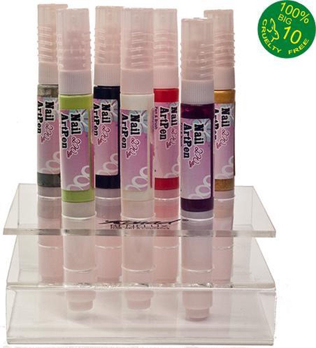 2 way pen set compleet met houder - Konad - nailart - pennen - stripers