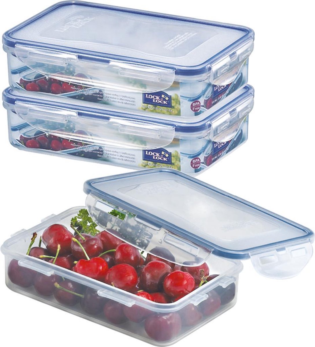 Lock&Lock Vershoudbakjes | Bewaardozen voedsel - Set van 3 Stuks - 800 ml - Transparant