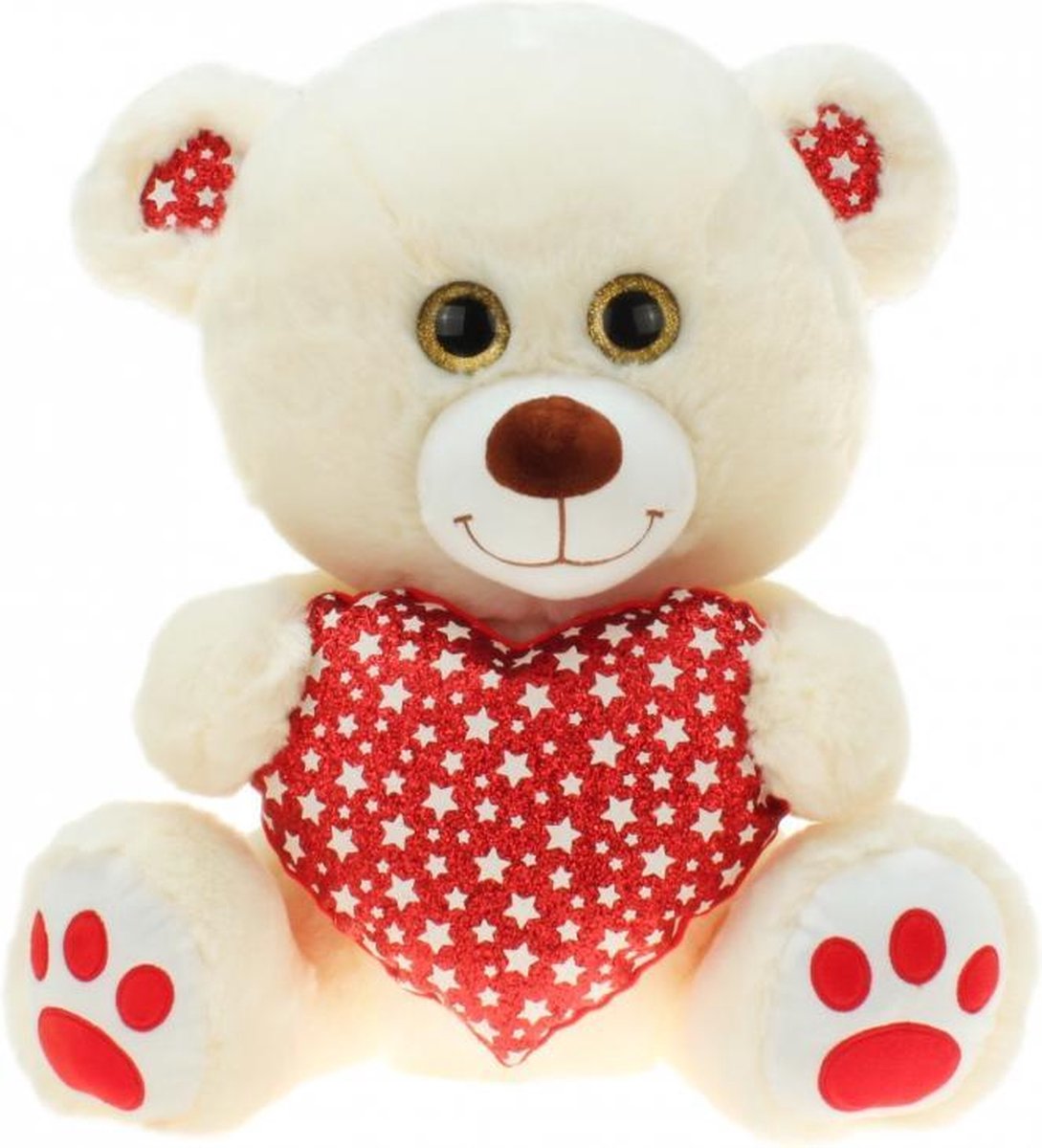 L28 - knuffelbeer - glitter hart - 40cm