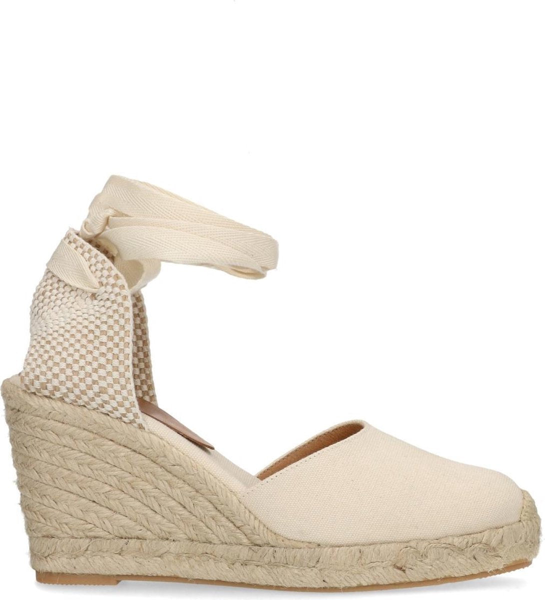 Manfield - Dames - Canvas witte sleehakken - Maat 39