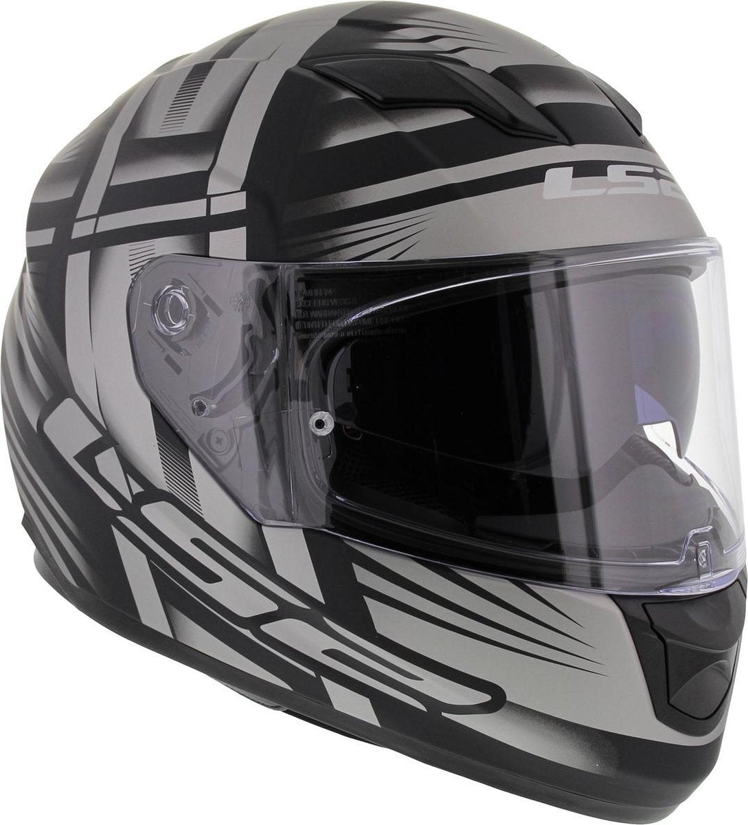 LS2 FF320 Bang mat zwart titanium L Motorhelm Scooterhelm