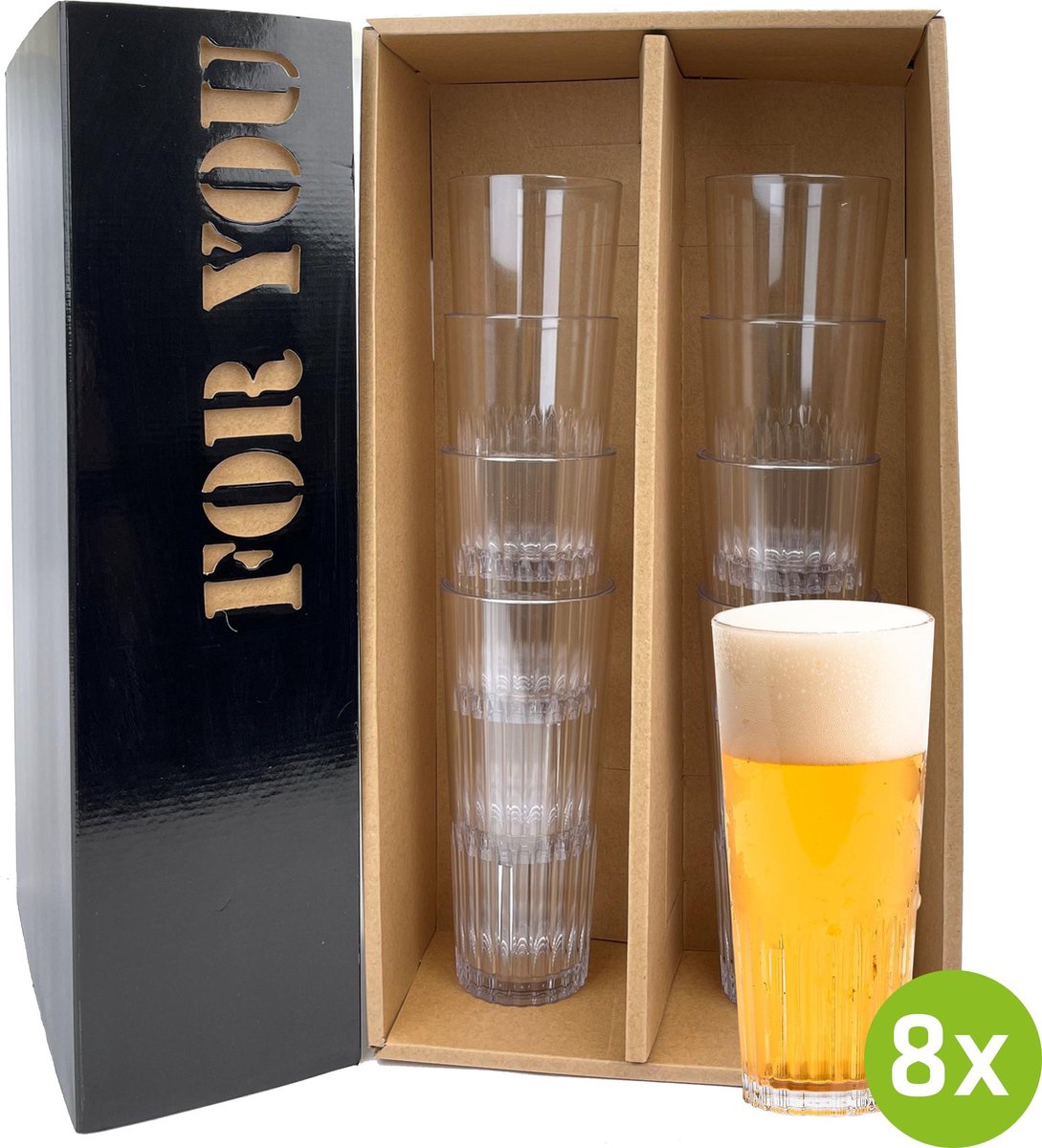 8x Bierglas Antwerpen 30cl cadeauset | Onbreekbare kunststof / plastic drinkglazen