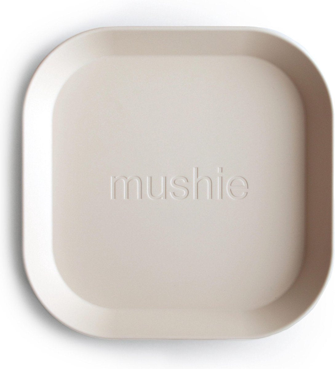 Mushie bord vierkant Ivory - set van 2 Creme - Siliconen - Breekbaar: N - Magnetron: Y - Vriezer: Y - Oven: Y - Vaatwasser: Y