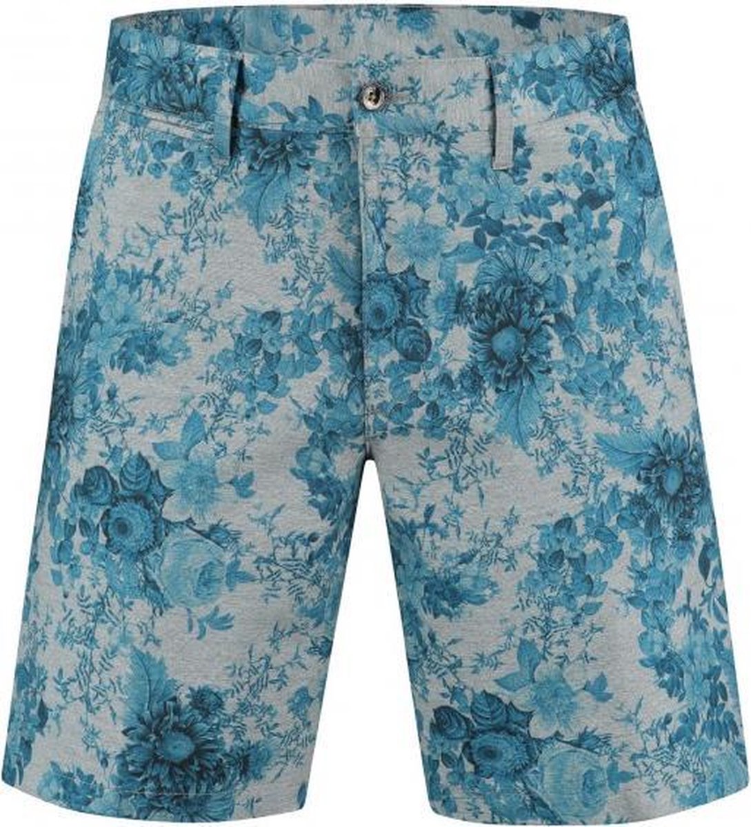 GENTS | jersey print bloem grijs-blauw 0080 Maat 48
