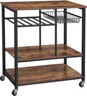 Nancy's Richland Vintage Keukenwagen - Serveerwagen - Keukentrolleys - Rustiek Bruin - Industriële Trolley - 80 x 40 x 86.5 cm