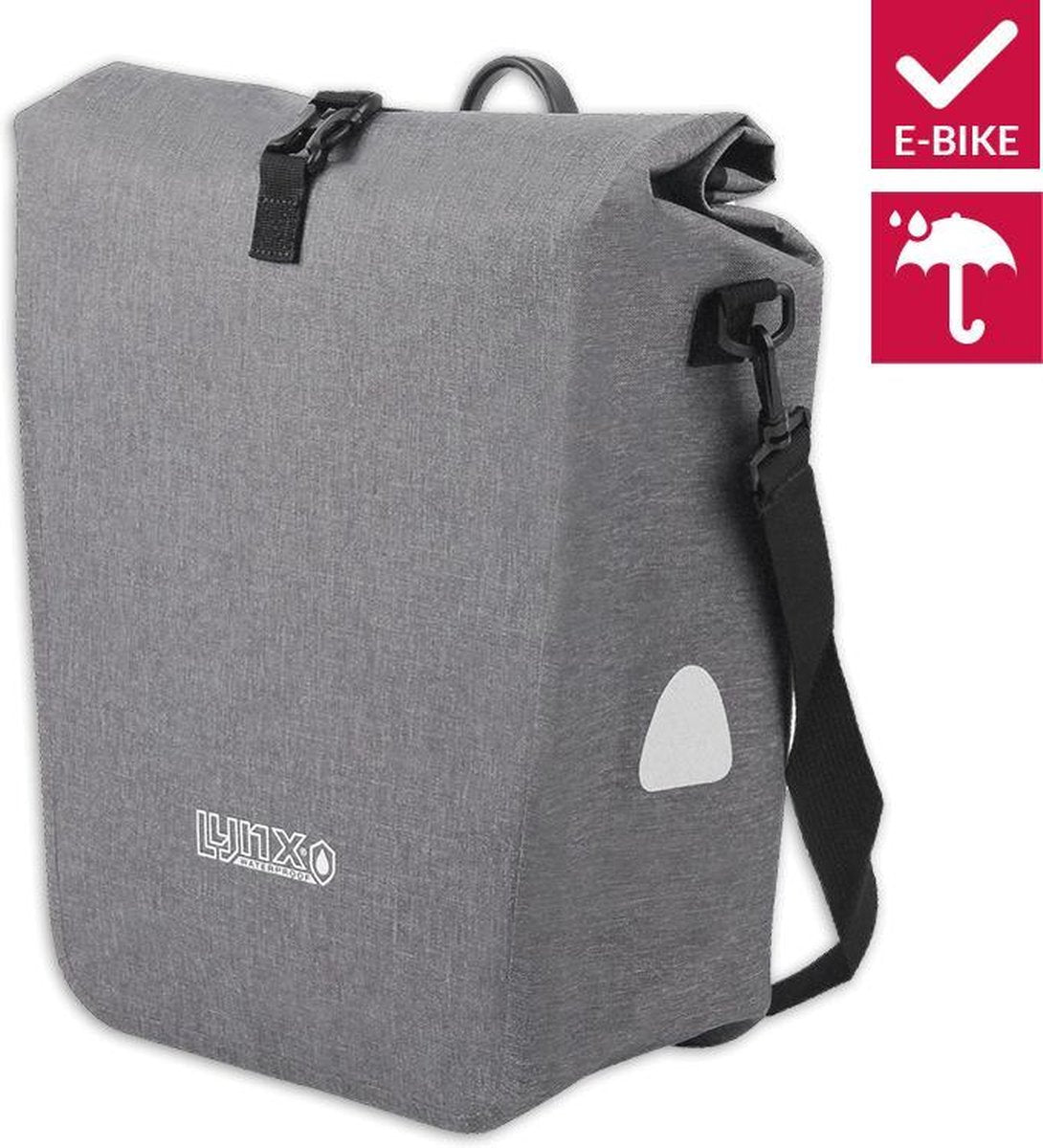 Lynx TPU fietstas met quick-mount systeem voor E-bike XL 23 Liter Grijs