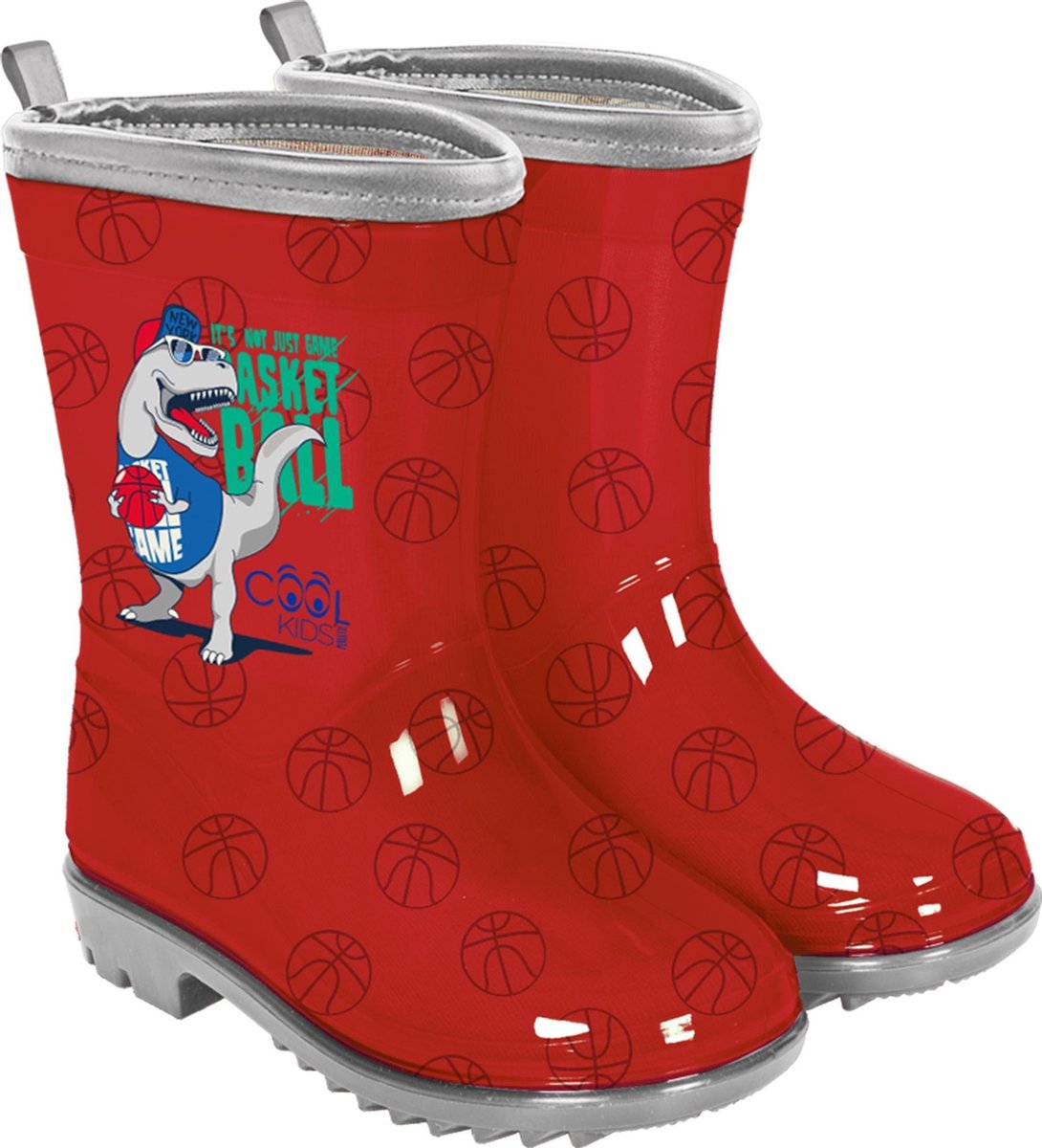 Perletti Regenlaarzen T-rex Jongens Rubber Rood/grijs Maat 22/23