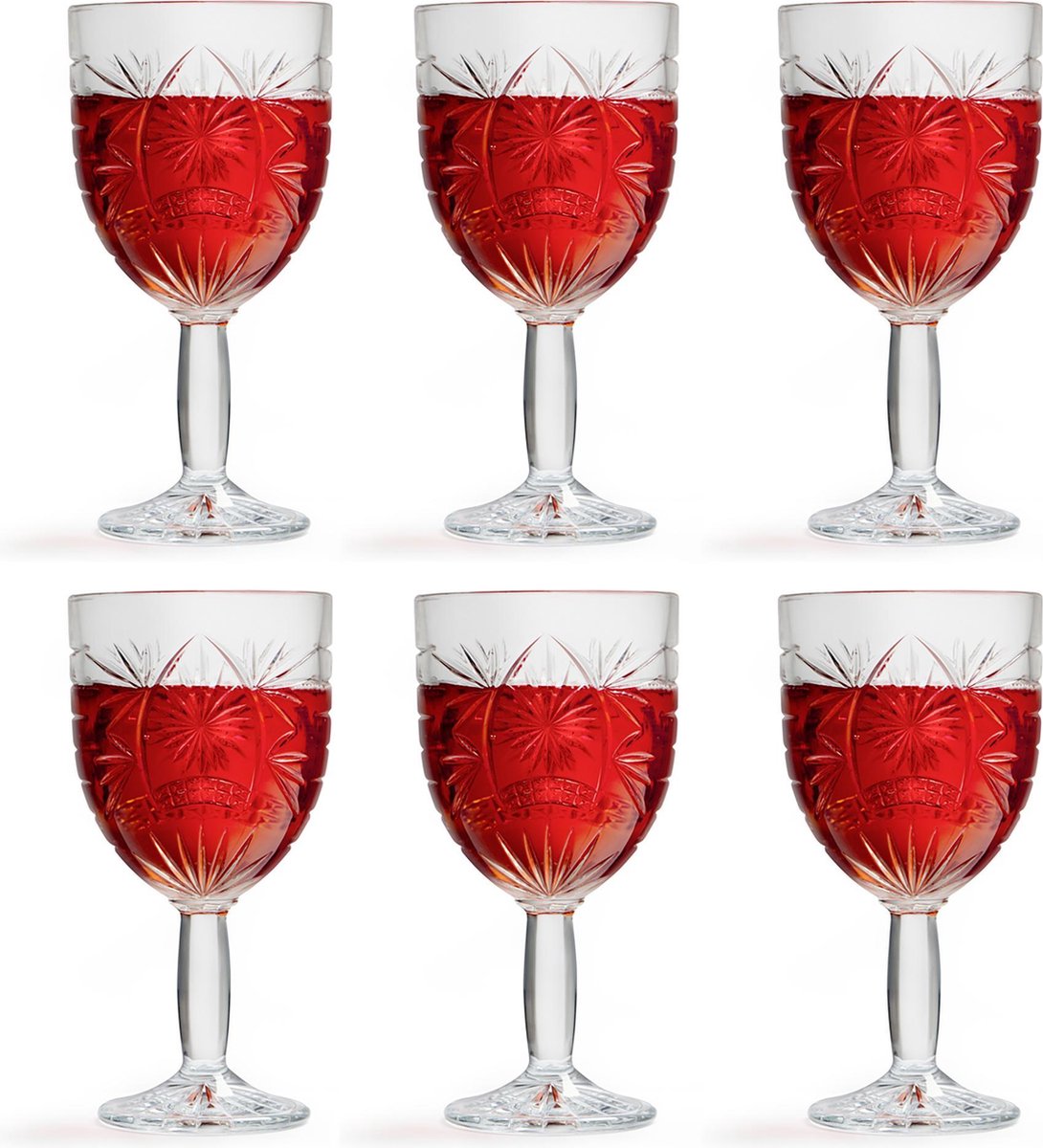 Libbey Wijnglas Atik - 290 ml / 29 cl - 6 Stuks - Ster motief - Vaatwasserbestendig - Hoge kwaliteit