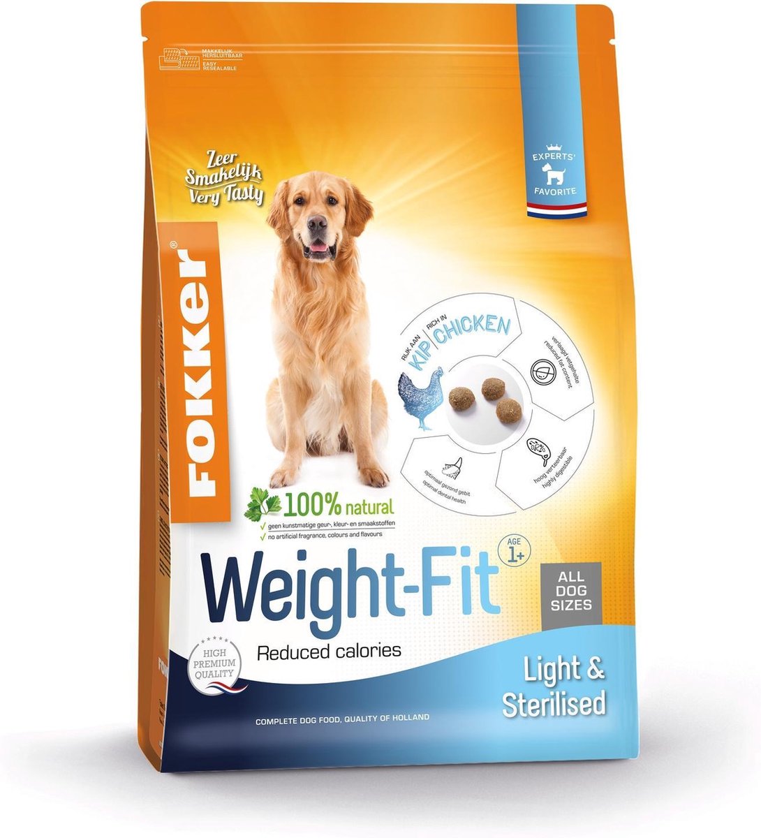 Fokker Dog Weight-Fit Kip - Hondenvoer - 2.5 kg
