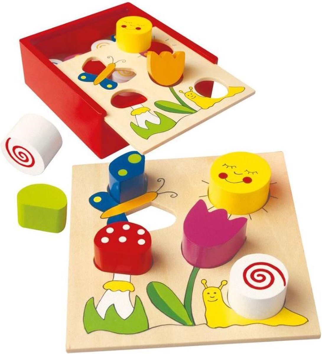 Bino Vormenbox Meadow Junior 16 X 6 Cm Hout 2-delig