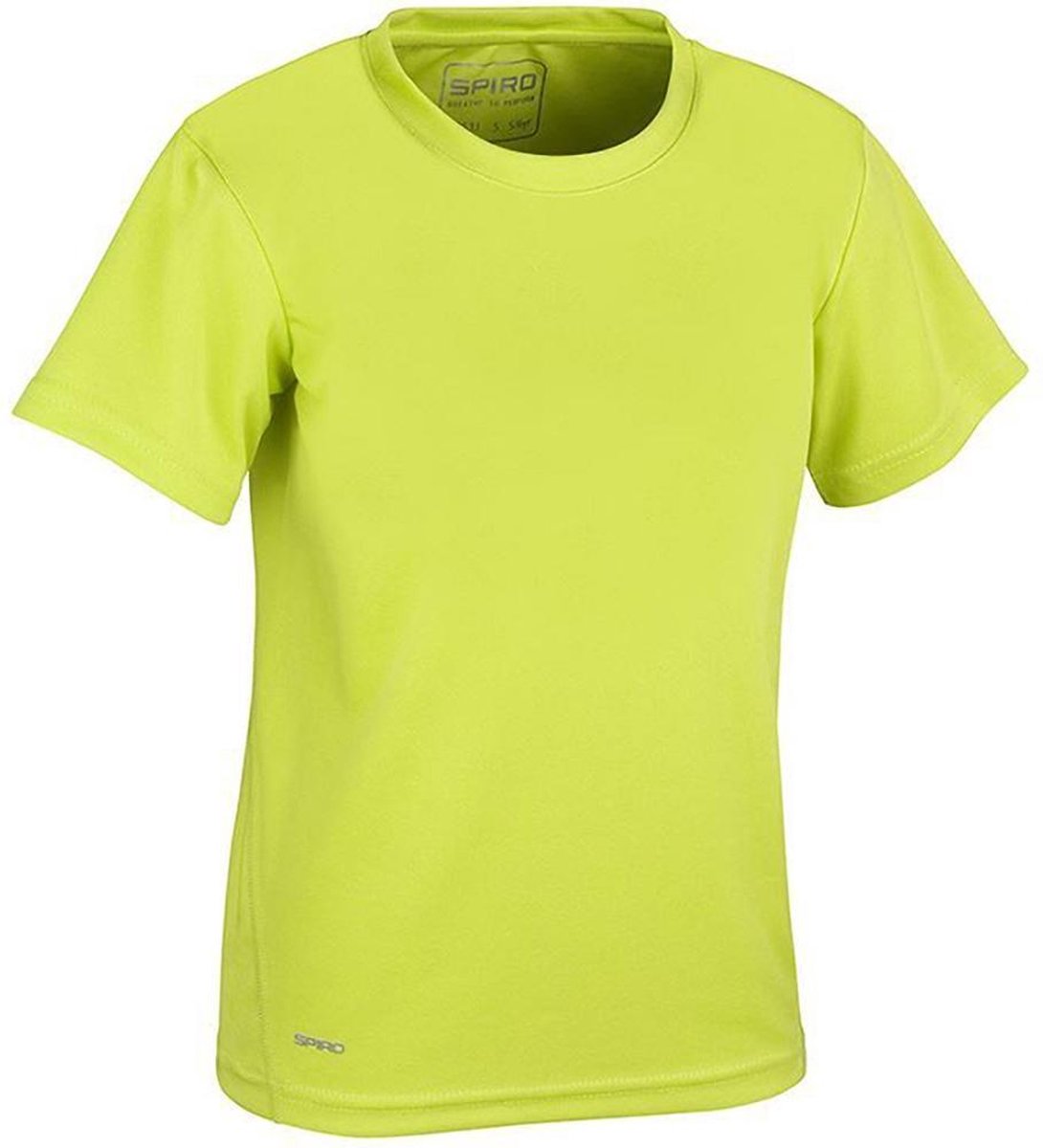 Spiro Jongens Snelle Droge Korte Mouw Junior Sport T-Shirt (Kalk groen)