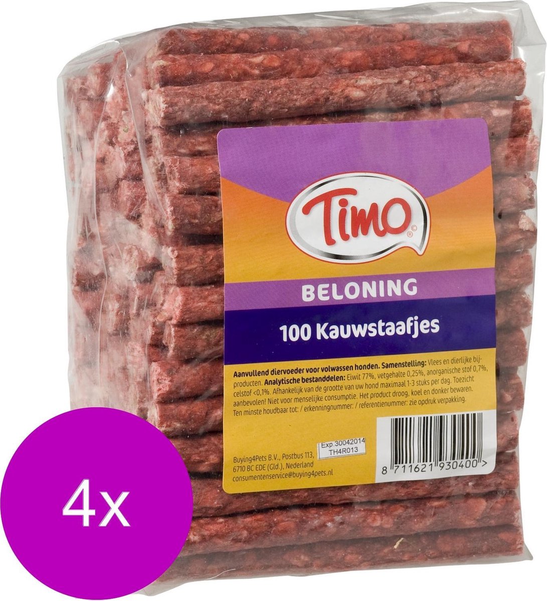 Timo Kauwstaafjes Munchy 10 cm - Hondensnacks - 4 x 100 stuks