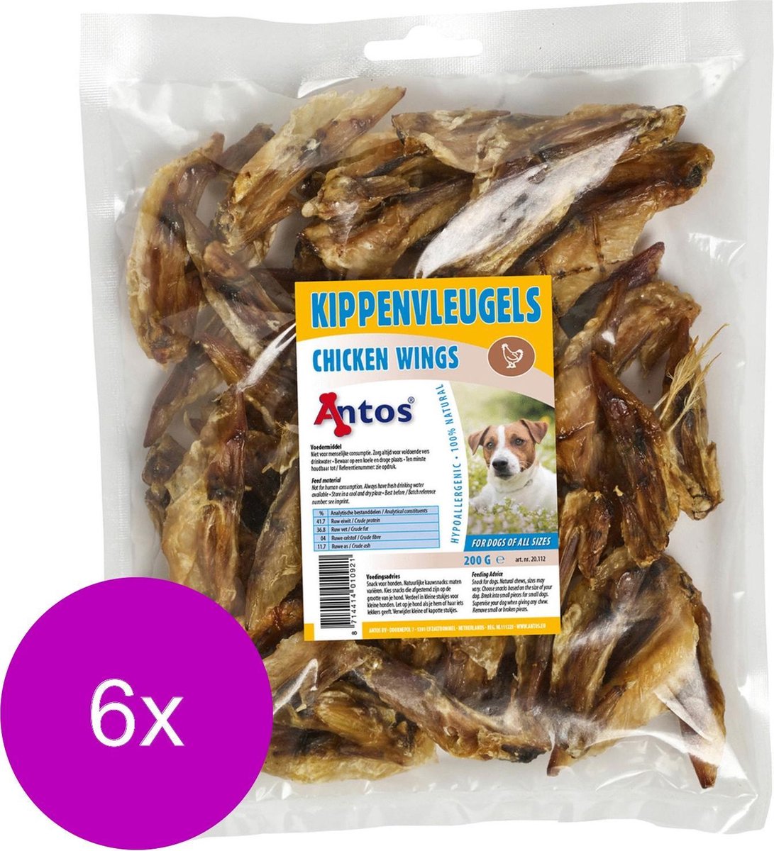 Antos Kippenvleugels - Hondensnacks - 6 x Kip 200 g