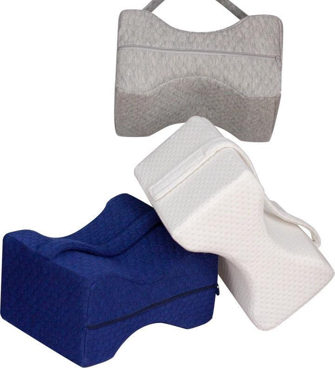 Set van 2 - Knie Kussenhoezen - Kussenhoes met band - Vervanghoes kniekussen - Universele hoes voor kniekussen - Grijs - Blauw