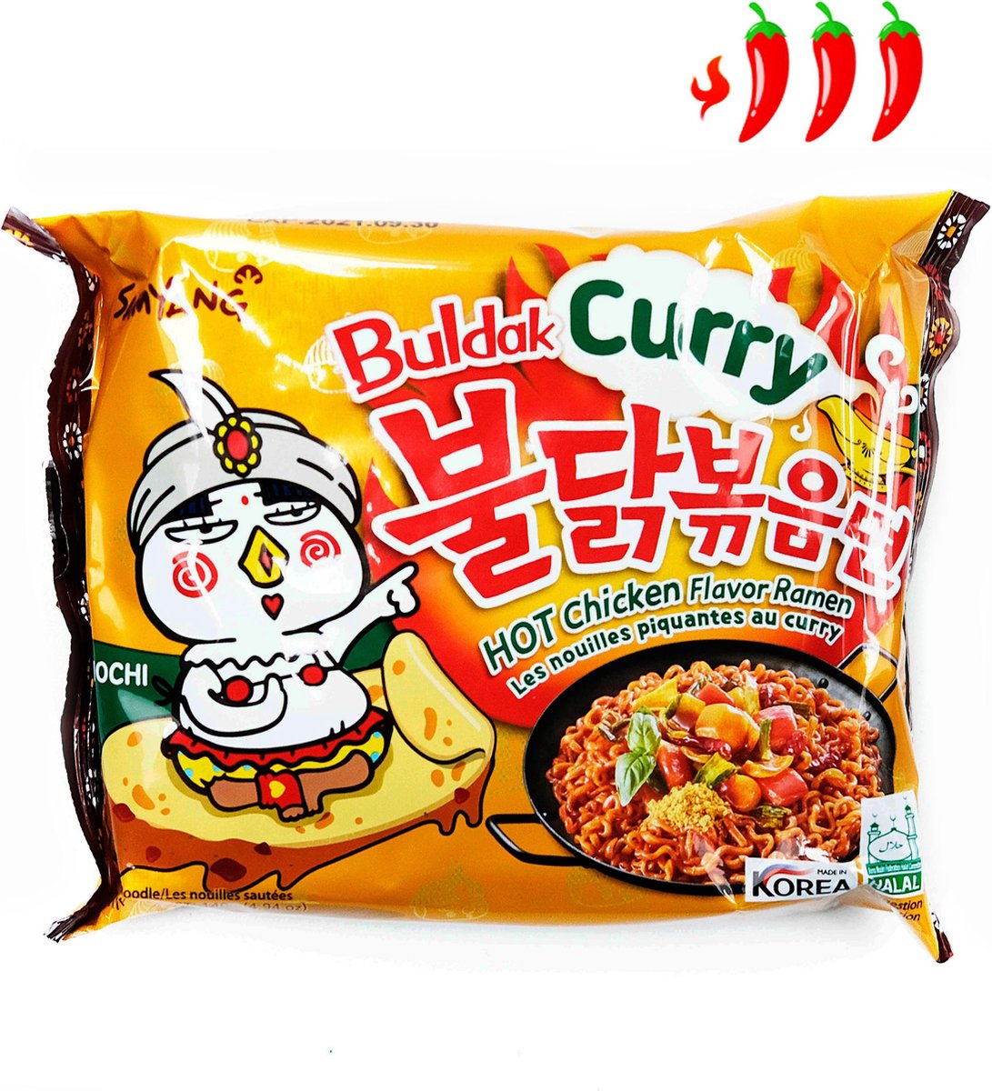 Curry Hot Curry Chicken Ramen Extremely Spicy Noodles (1x140 g) Pikante Noedels  / SamYang Korean Instant Spicy Curry Noedels