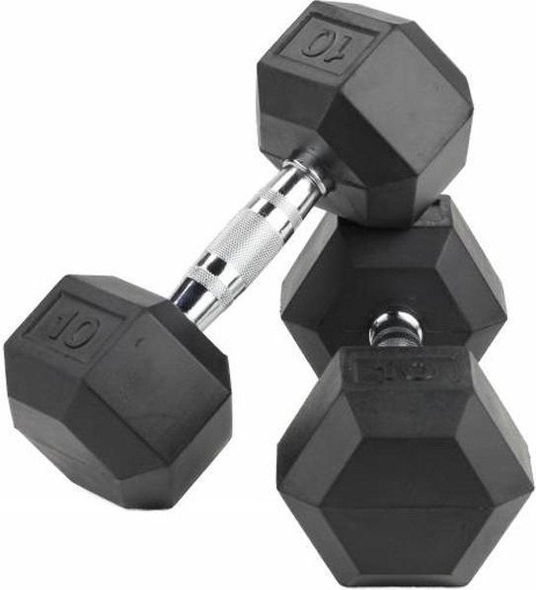 Rubberen hexagon dumbbellset (2 stuks/set) - 10kg