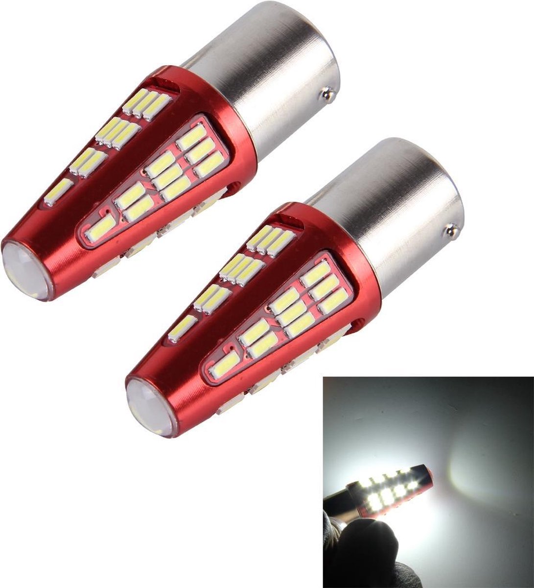 2 STUKS 1157 / BAY15D 10 W 800LM 6000K 48 SMD-4014 LED's Canbus-auto remlichtlamp