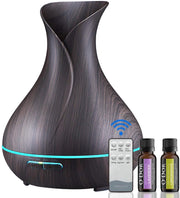 O'dor® Aroma Diffuser - EXTRA Lavendel + Lemongrass Etherische Olie -  Afstandsbediening - Donkerbruin
