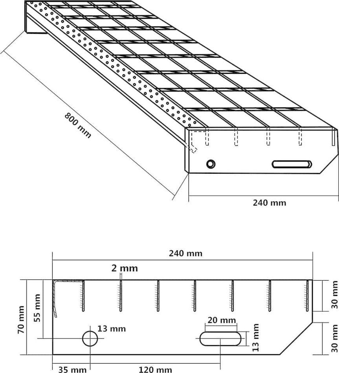 vidaXL Traptreden 4 st 800x240 mm gesmeedlast gegalvaniseerd staal  VDXL_145248