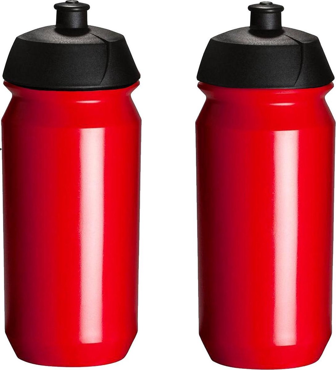 2 x Tacx Shiva Bidon - 500 ml - Zwart/Rood - Drinkbus