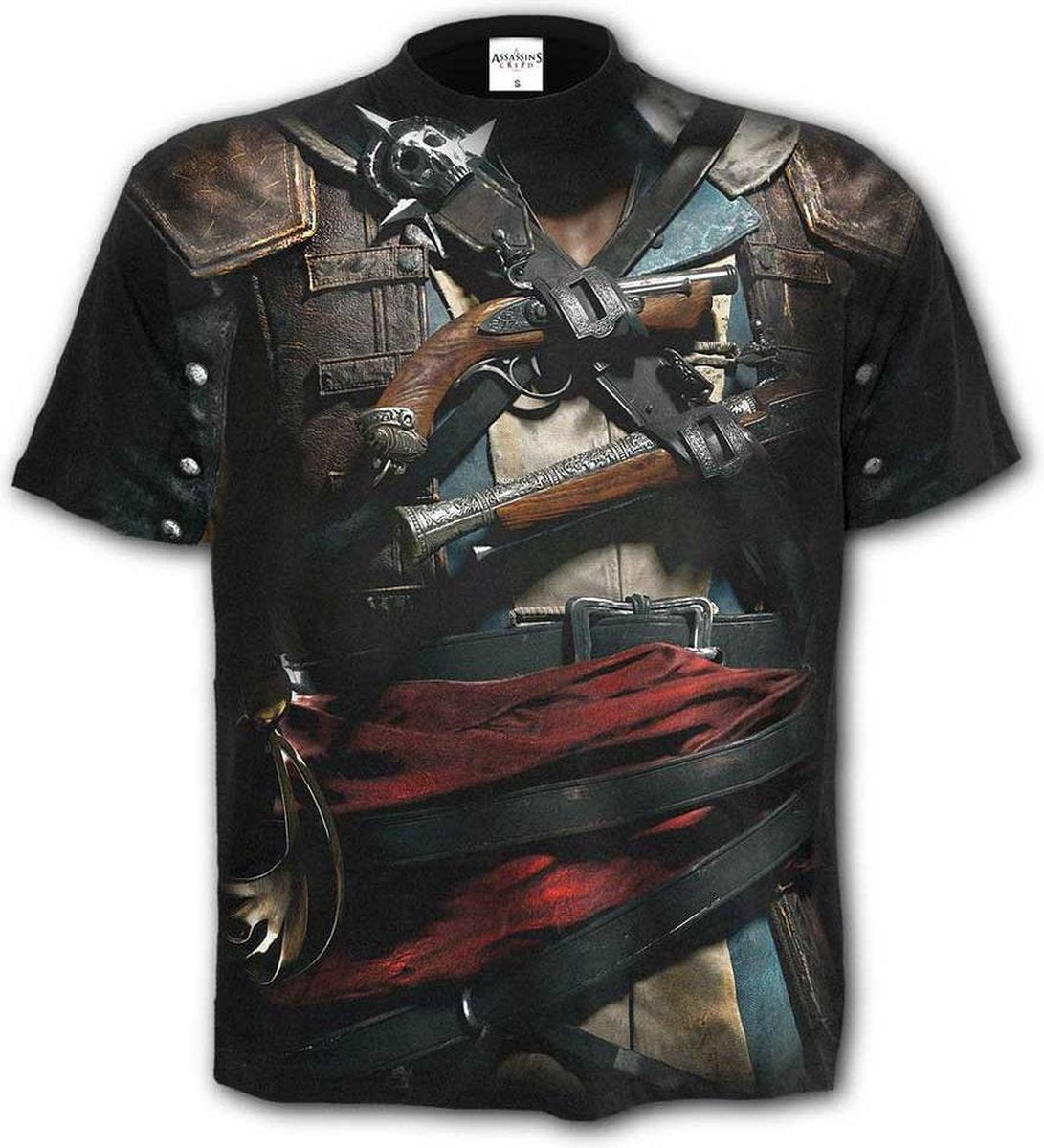 Spiral Heren Tshirt -M- ASSASSINS CREED IV BLACK FLAG Zwart