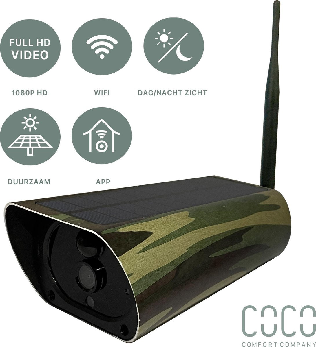 Comfort Company Wildcamera met Nachtzicht - Camera met Zonnepaneel - Full HD - Bewakingscamera buiten met live wifi functie