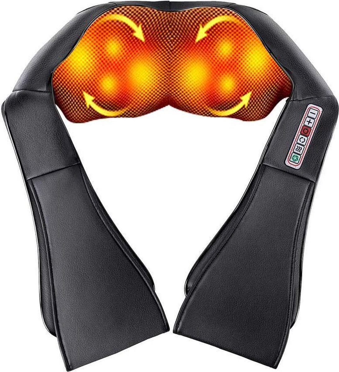 Shiatsu Massagekussen - Massageapparaten - Infrarood Nekmassage Apparaat - Massages Rug / Benen / Voeten / Kuiten - Incl. Auto Stekker (Zwart)