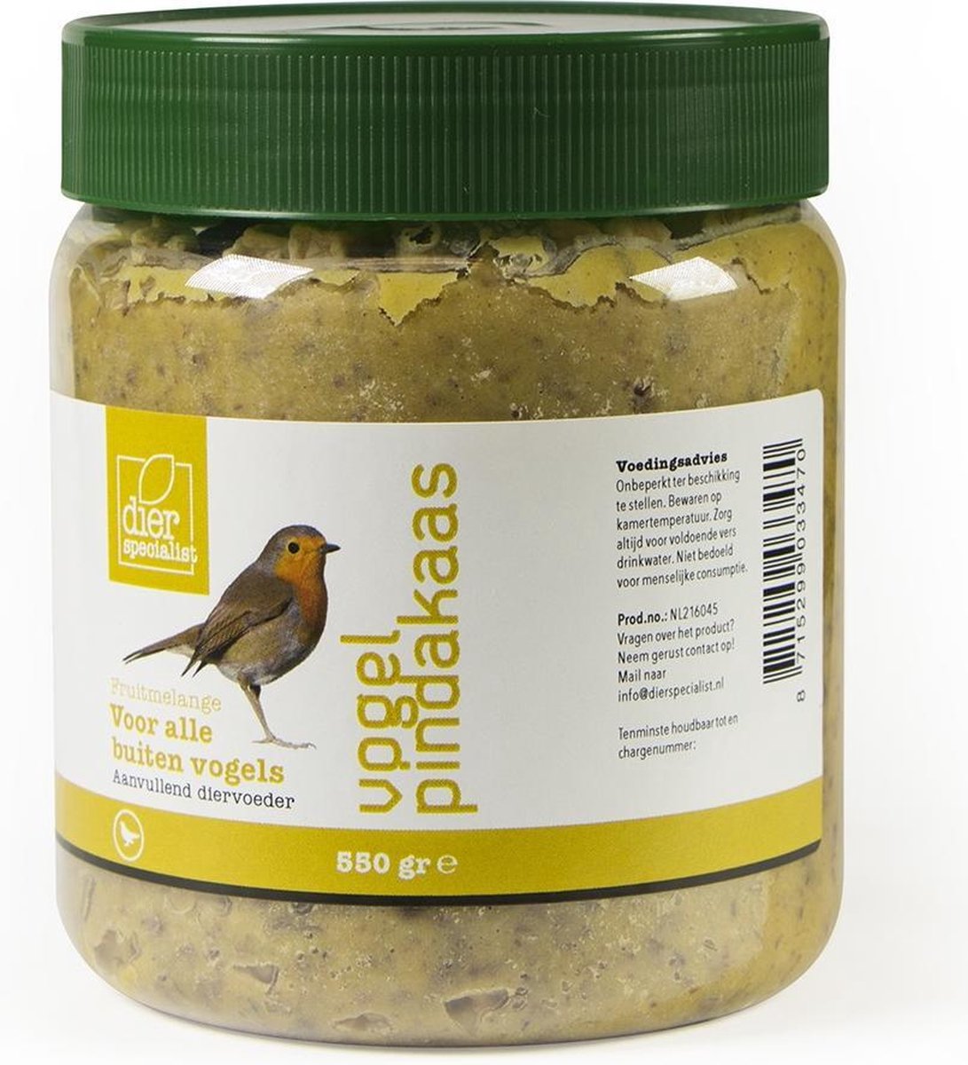 Dierspecialist vogelpindakaas fruitmix - 550 gram